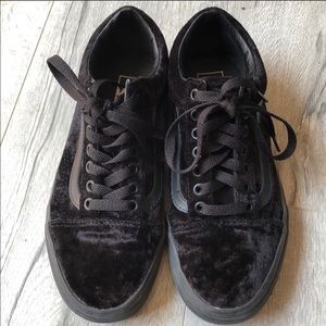 Vans old skool black velvet shoes